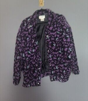 Vintage Samantha Scott Women Corduroy Jacket 1980s Streetwear Geometric  Purple